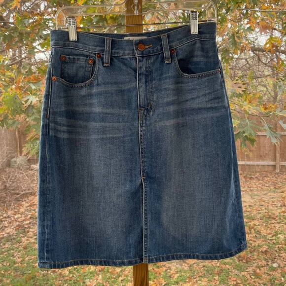 Madewell Denim High Rise Front Slit Skirt Size 27 - Picture 3 of 10